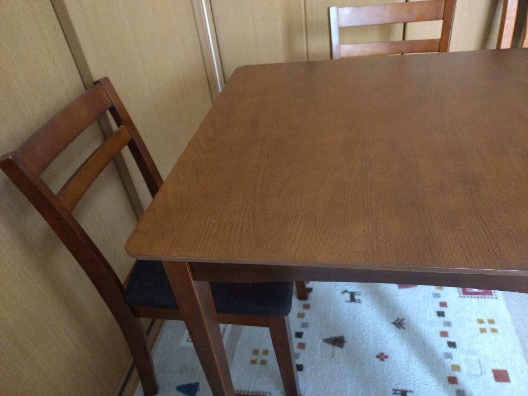 ニトリ　ブラウン 四角形ダイニングテーブルと椅子セット【引き取り限定】写真追加