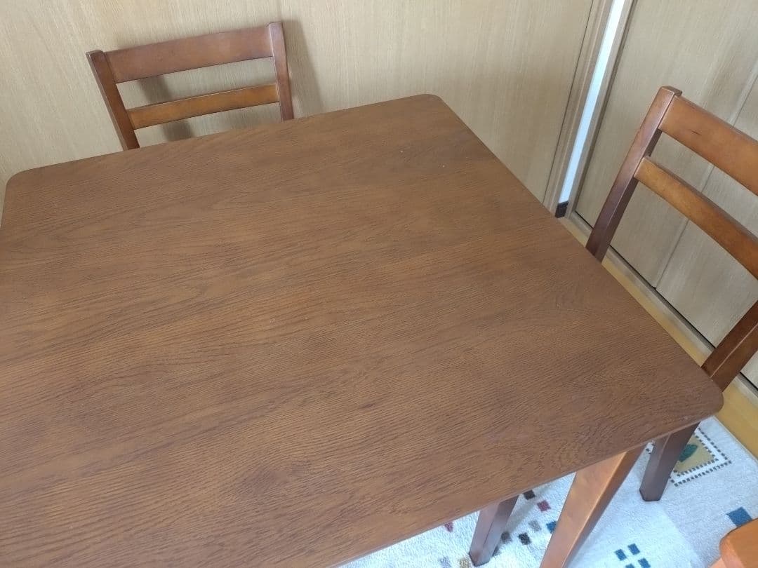 ニトリ　ブラウン 四角形ダイニングテーブルと椅子セット【引き取り限定】写真追加