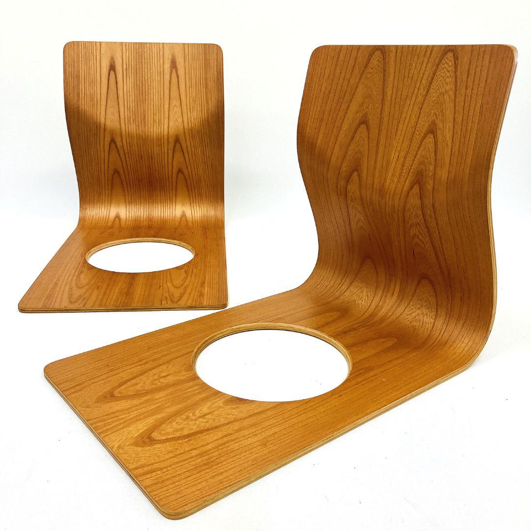 Tendo 天童木工 座椅子 2脚セット 藤森健次 曲げ木 ケヤキ板目 曲木⑩