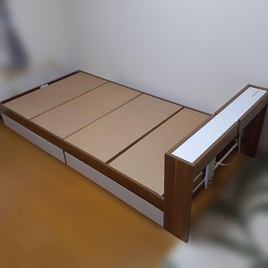 木製シングルベッドフレーム 引き出し付き
