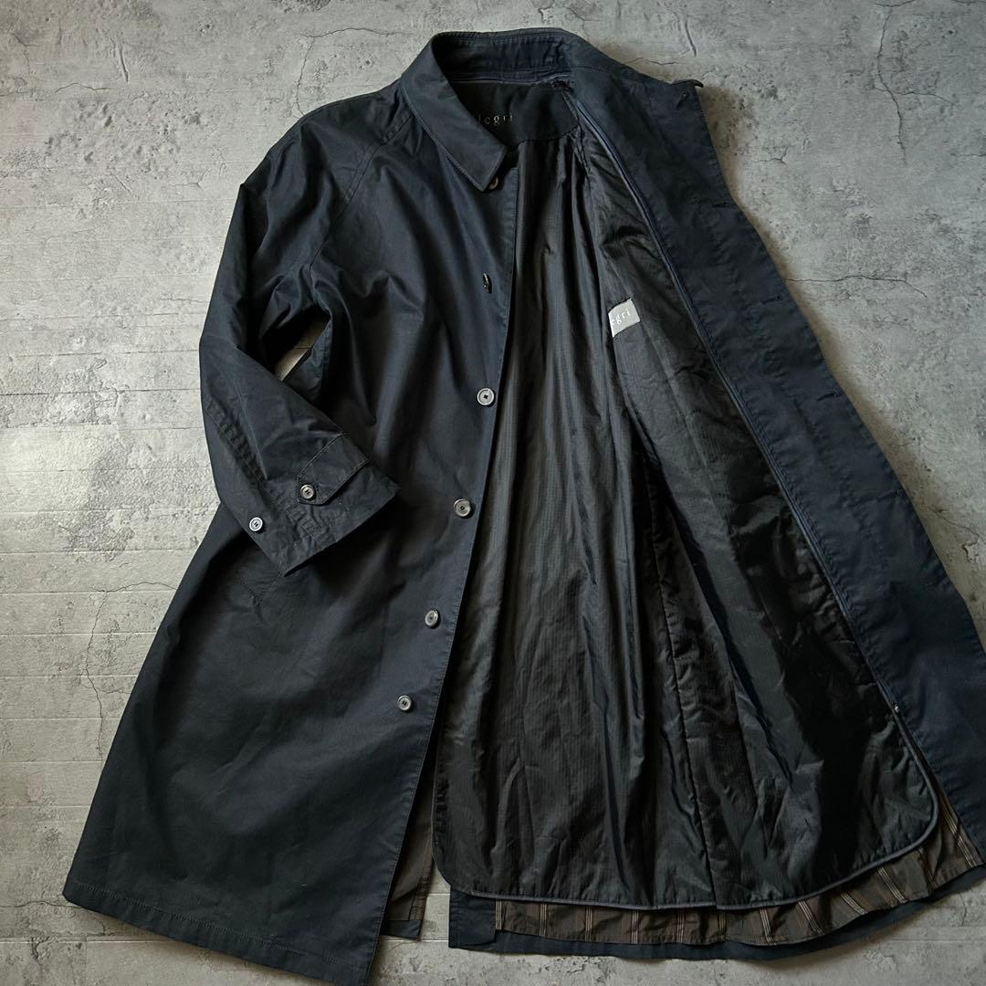 allegri 比翼 ステンカラー ロング コート ライナー ネイビー 54