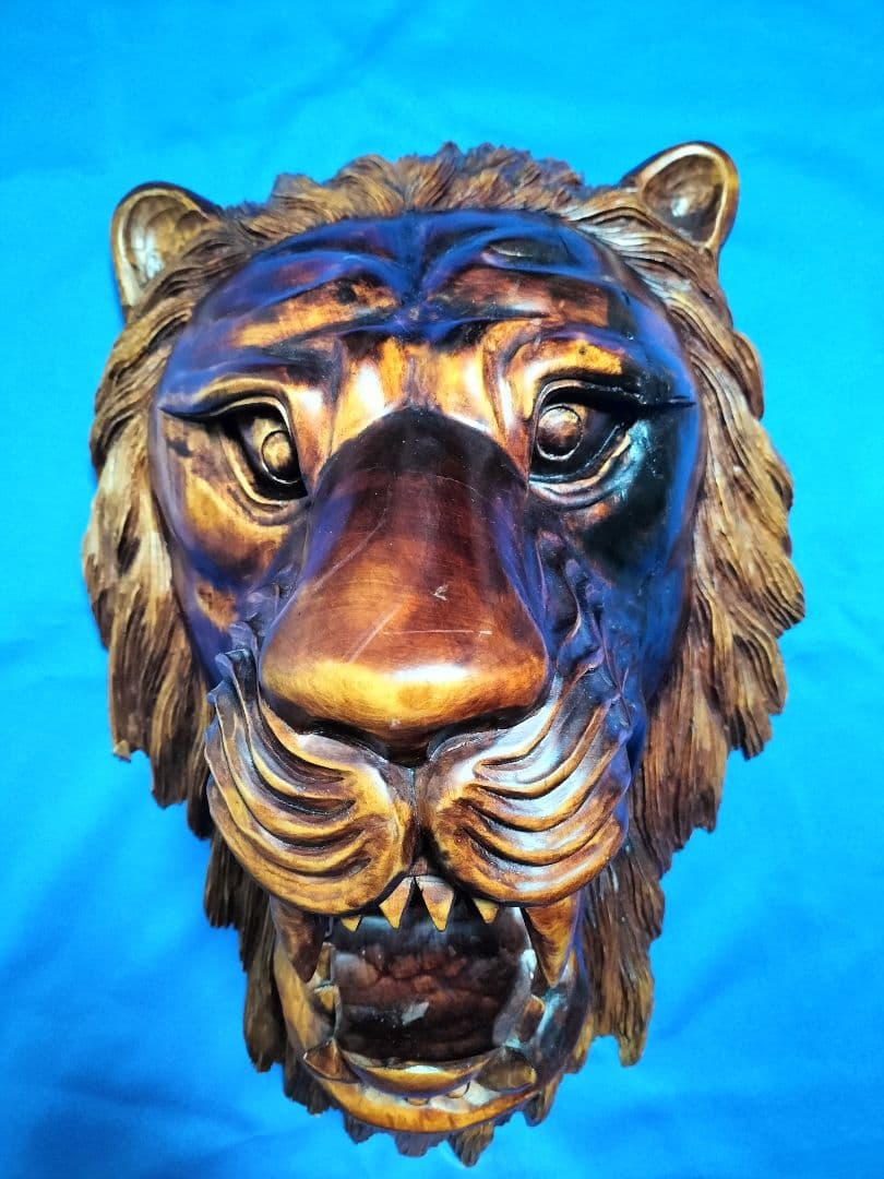 ライオン木彫り　アニマルヘッド　壁掛け最終値下げ