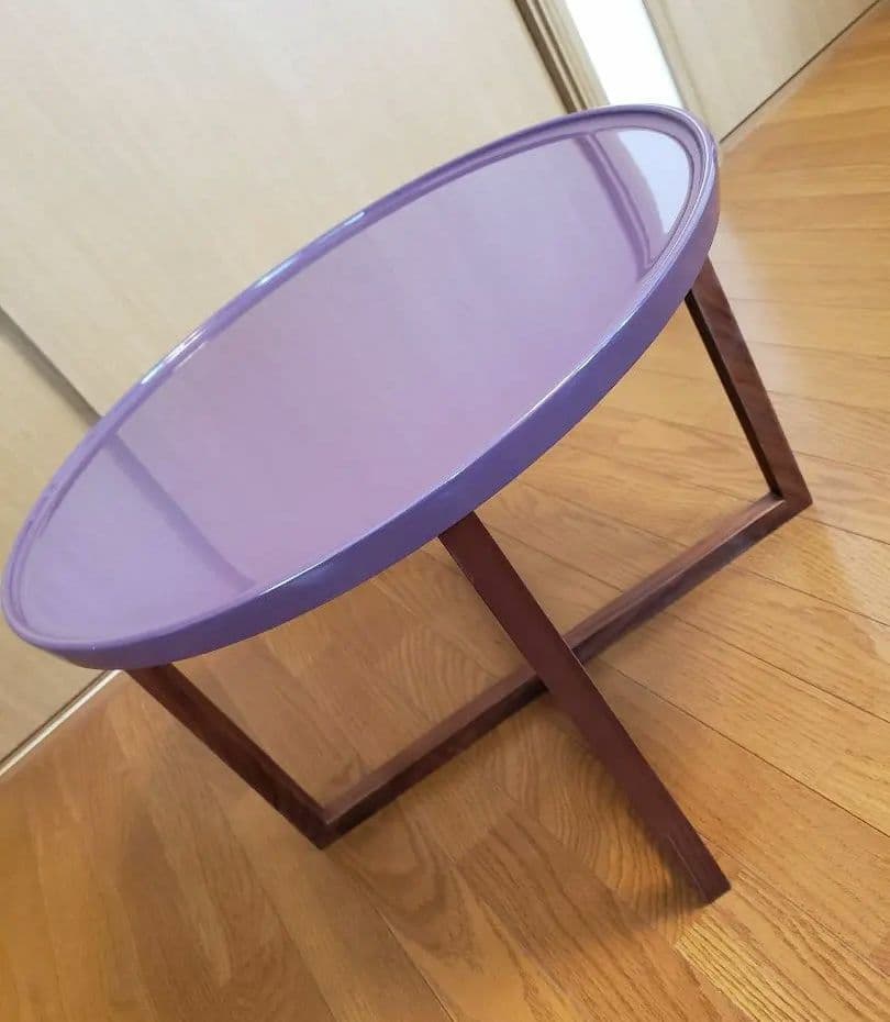 未使用※楕円形サイドテーブル　北欧　モダン　ウォールナット脚