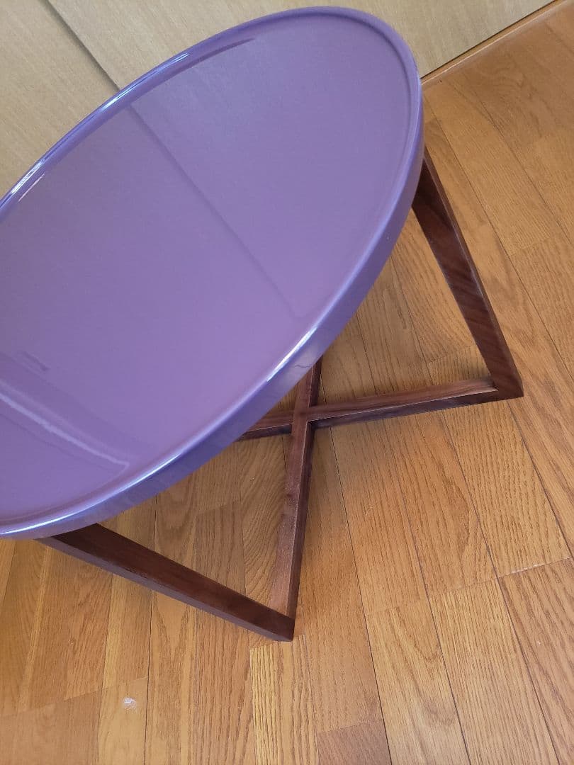 未使用※楕円形サイドテーブル　北欧　モダン　ウォールナット脚