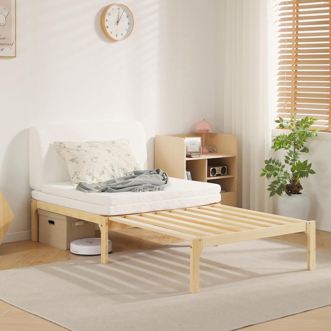 ディベッド ソファベッド シングル 天然木製 伸長式ベッド ベッドフレーム