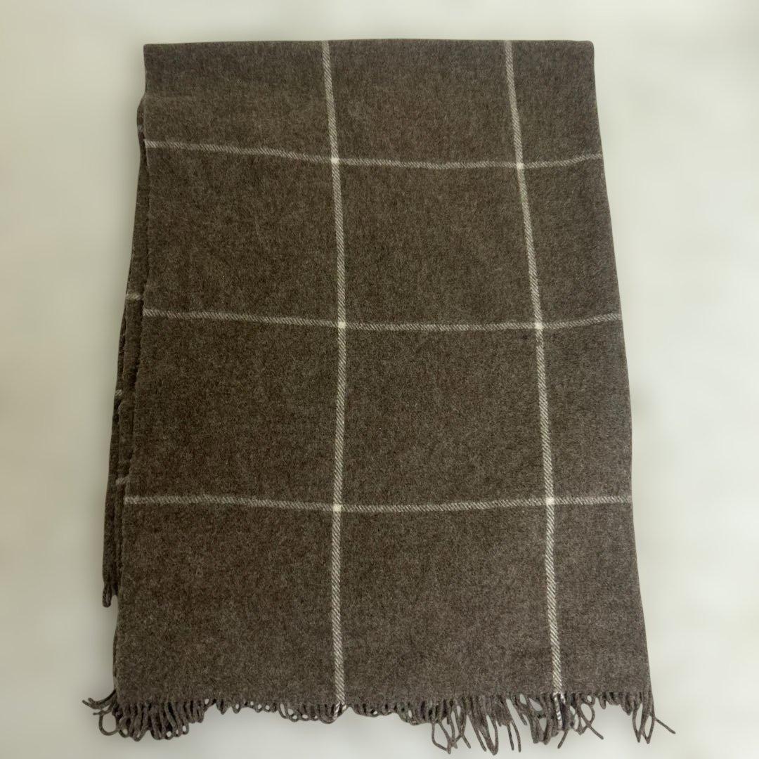 【美品】シルケボー　ブランケット　大判　ブラウン　チェック　130×185cm