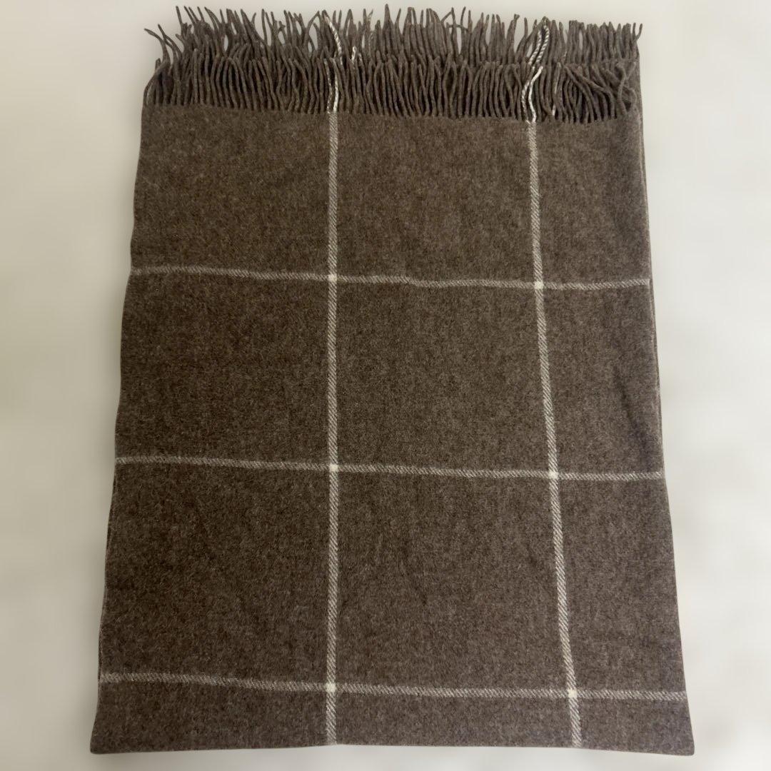 【美品】シルケボー　ブランケット　大判　ブラウン　チェック　130×185cm