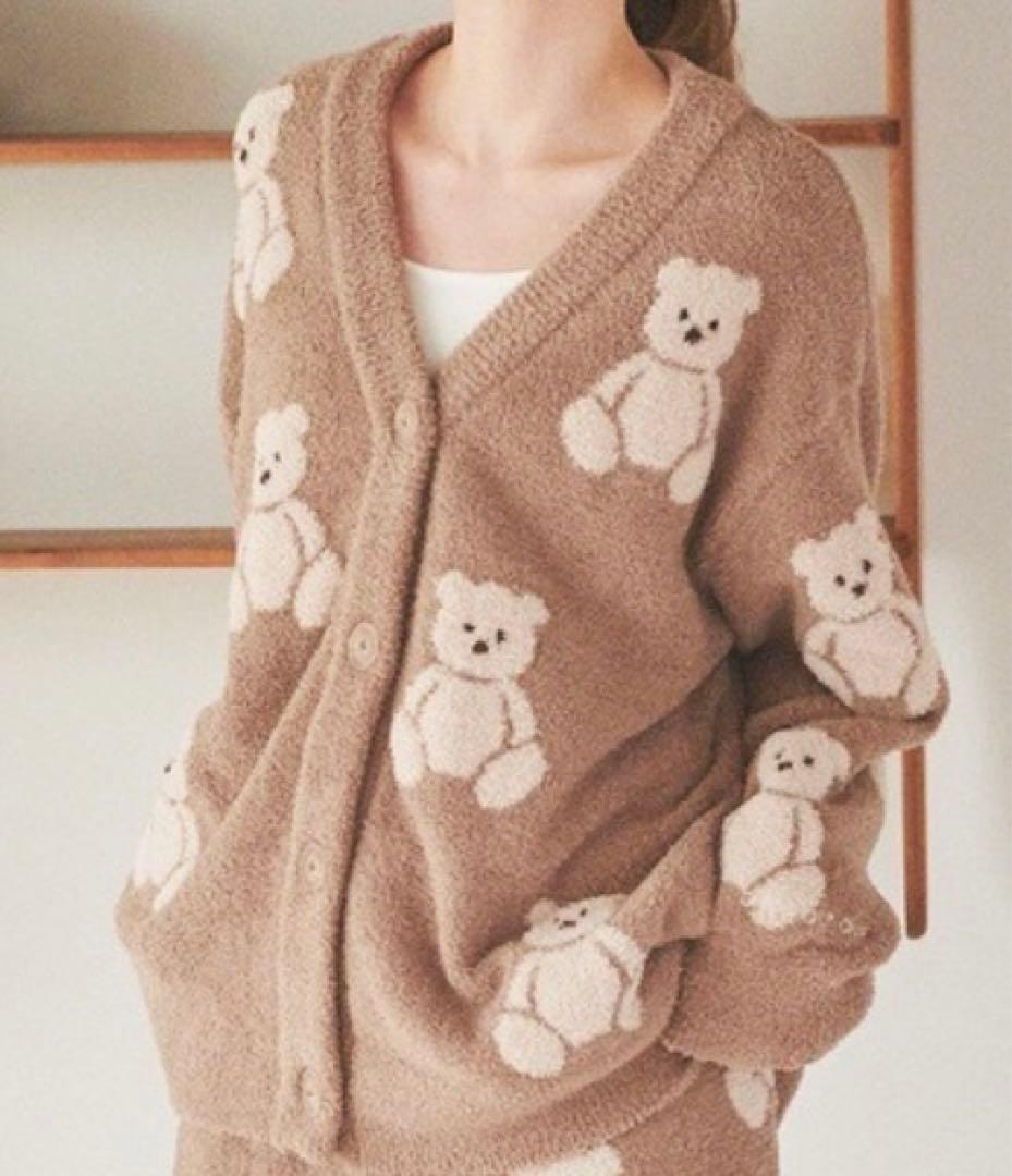 ジェラートピケ　ベアジャガードカーディガン　ブラウン
