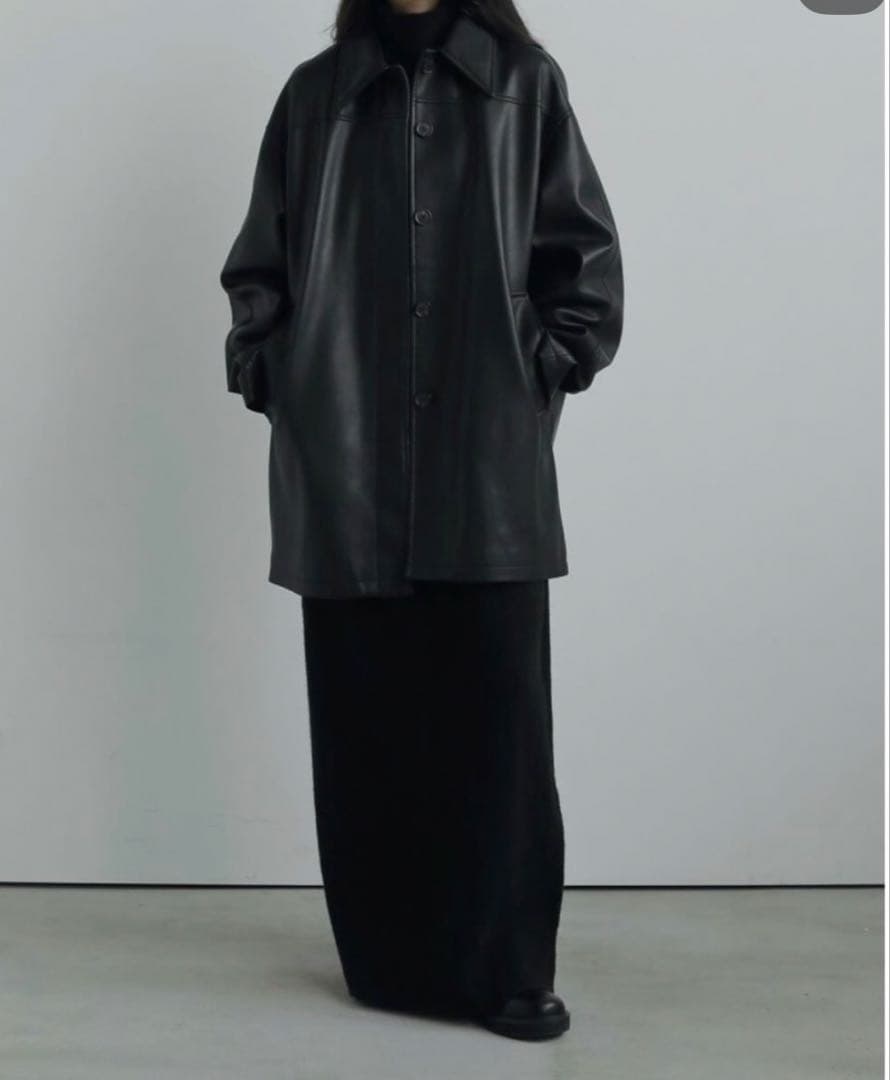 【 anuke 】Ecoleather Over Jacket ブラック 36