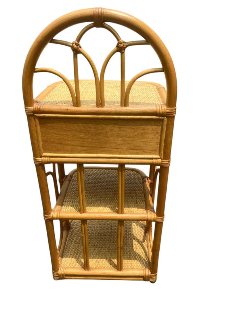 ラタン 籐 電話台 キャビネット 昭和レトロ