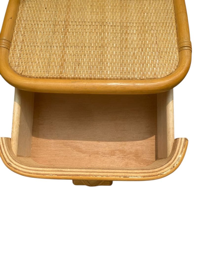 ラタン 籐 電話台 キャビネット 昭和レトロ