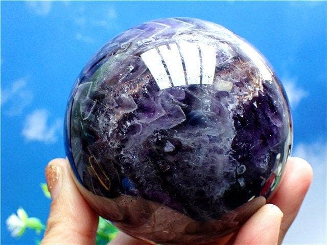 天然～愛の守護石～夢幻紫水晶アメジスト丸玉B89G1/167G04D