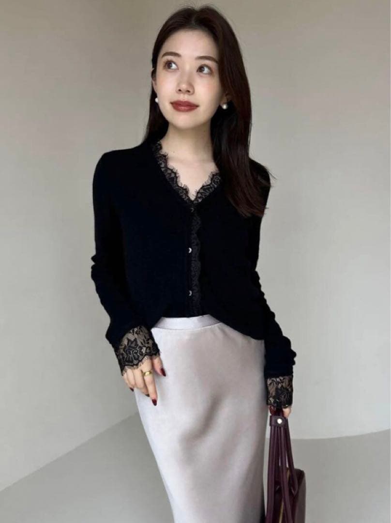 新品　anuans アイラッシュレーストリミングニット