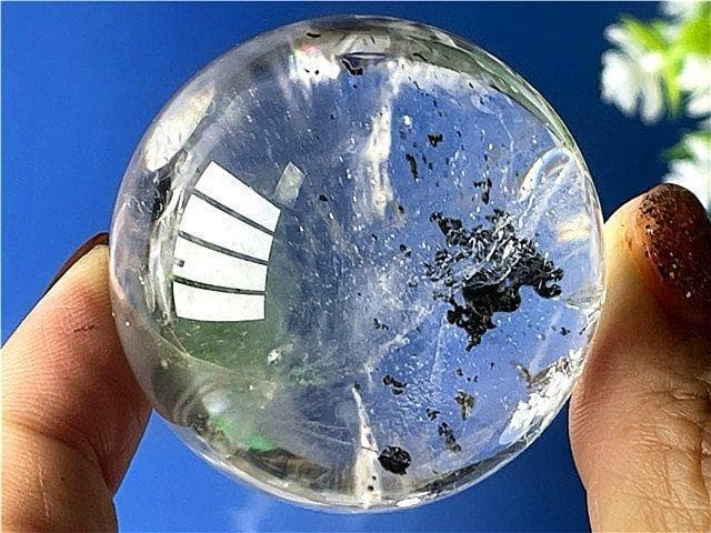 AAA級★天然レインボー水晶丸玉B88B1/198B06C