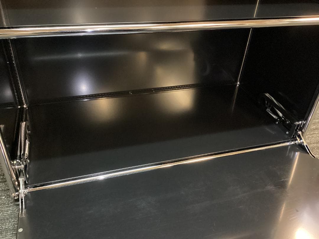 鍵付き　USMハラー ２段 オープンキャビネット シェルフ ブラック プルダウン