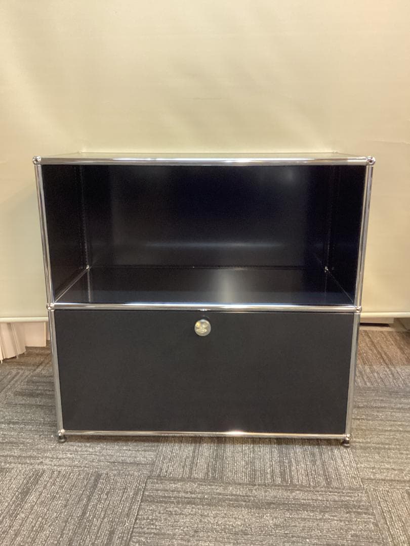 鍵付き　USMハラー ２段 オープンキャビネット シェルフ ブラック プルダウン