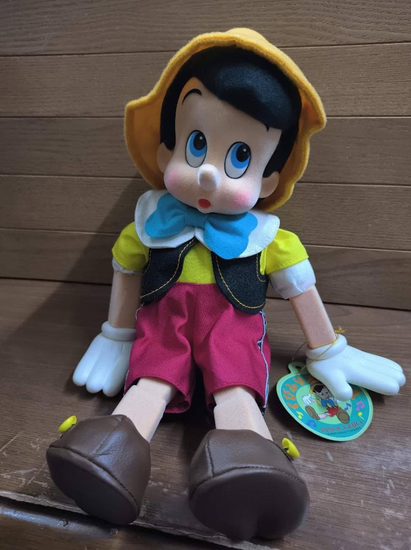 レトロ・紙タグ付 ディズニー ピノキオ オルゴール人形 [星に願いを] 日本製