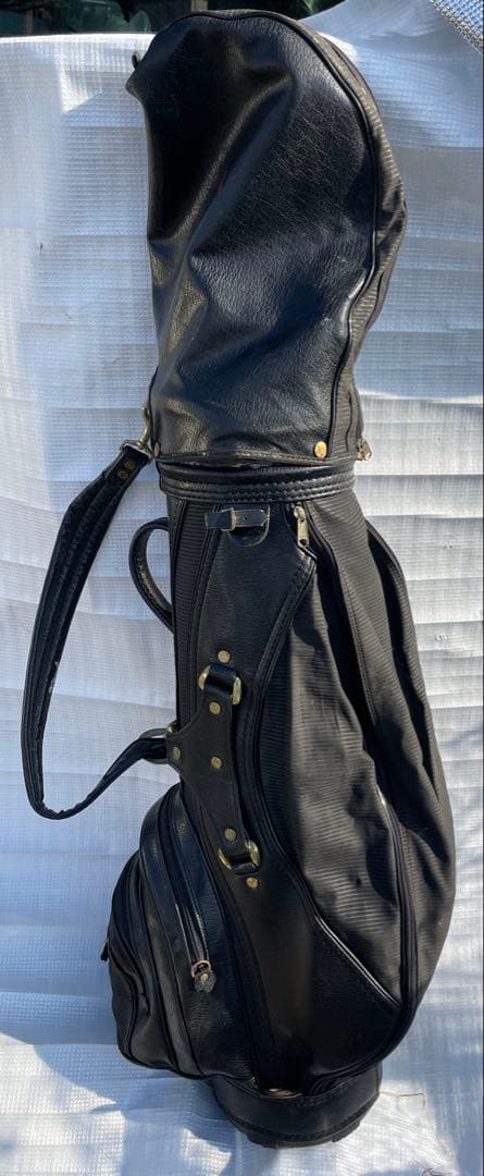 黒 合成皮革 スタンドゴルフバッグ