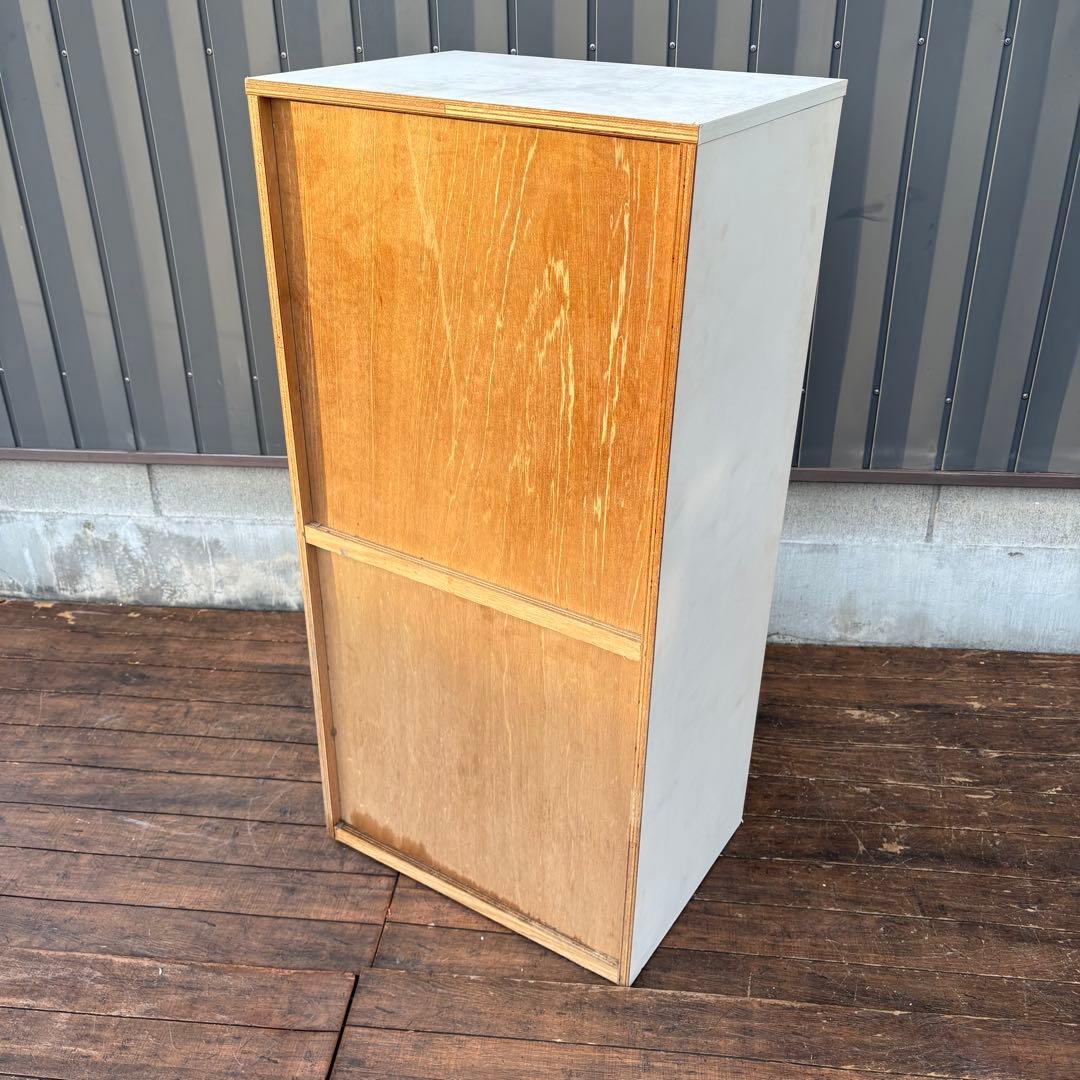 昭和レトロ レトロポップ 木製チェスト 丸型取っ手金具 6段 オリーブグリーン