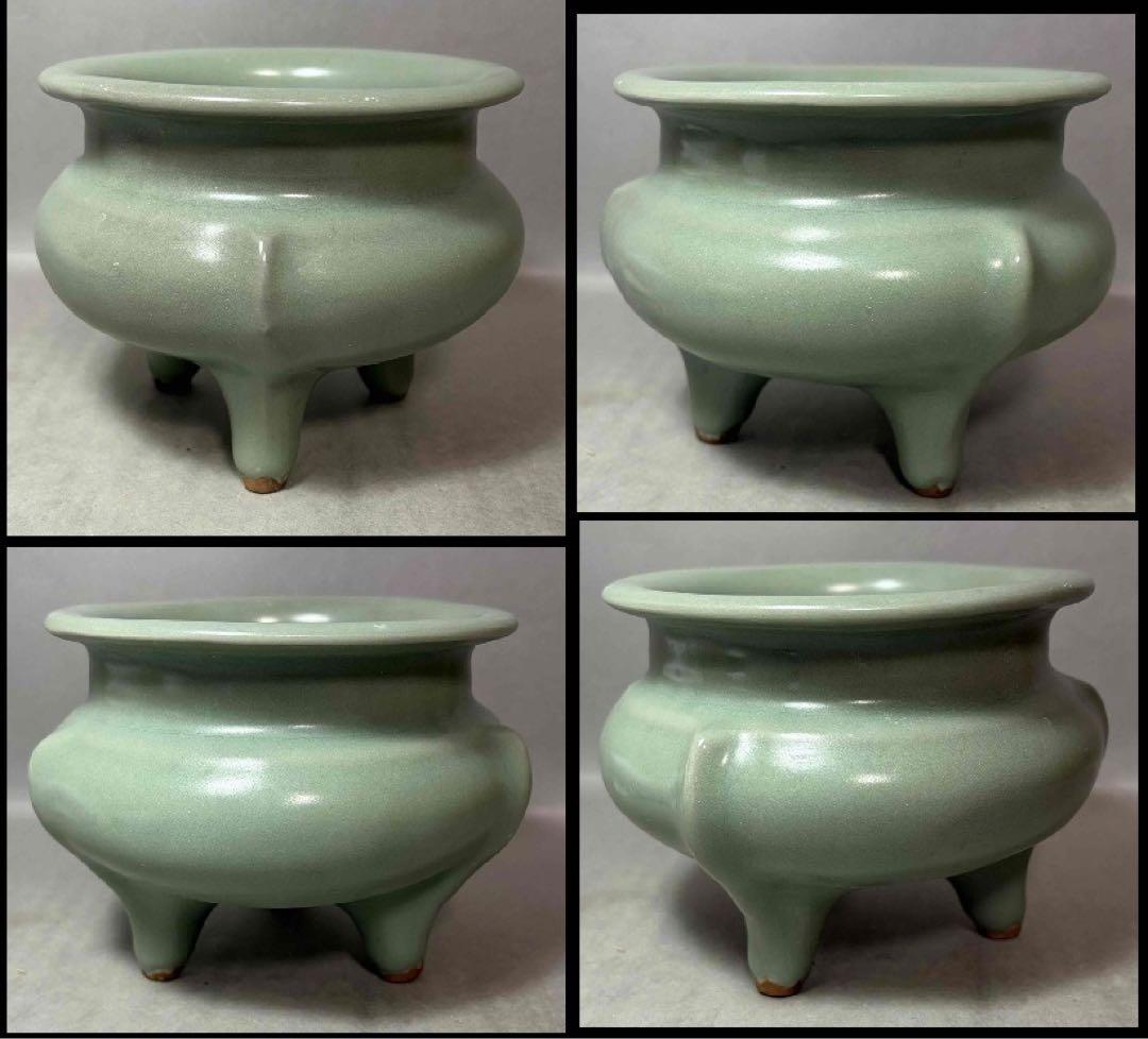 中国 青磁三つ足炉　f2251126