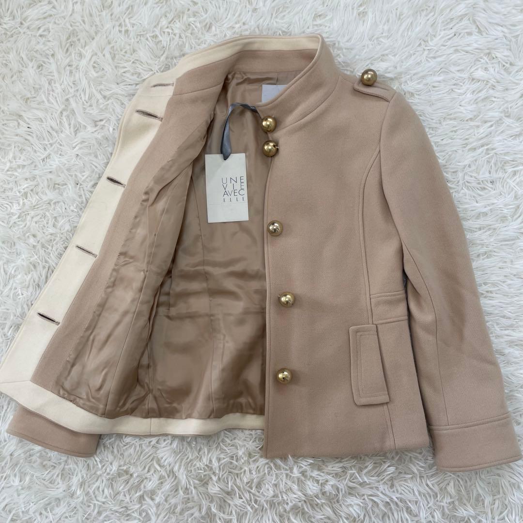 【みくさん】ELLE エル カシミヤ混 ナポレオンジャケット 金ボタン