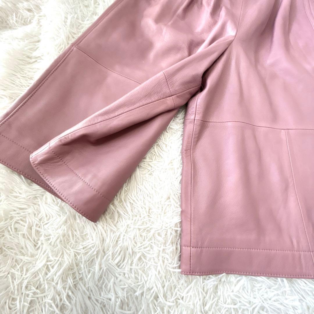 希少✨COACH クロップドパンツ＆キュロット ラムレザー ピンク M 極美品