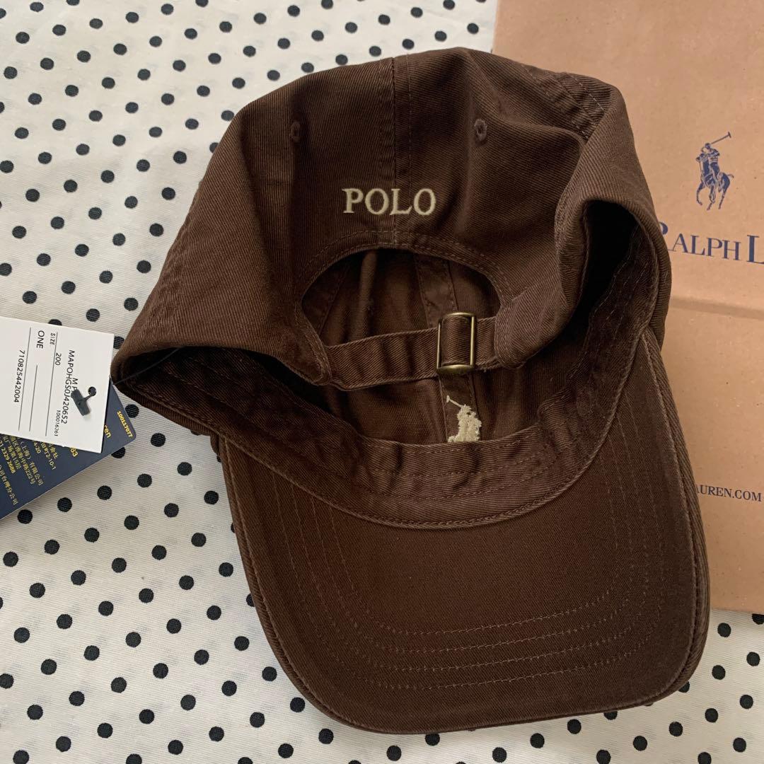ポロラルフローレンキャップ　新品　ブラウンxホワイトベージュロゴ