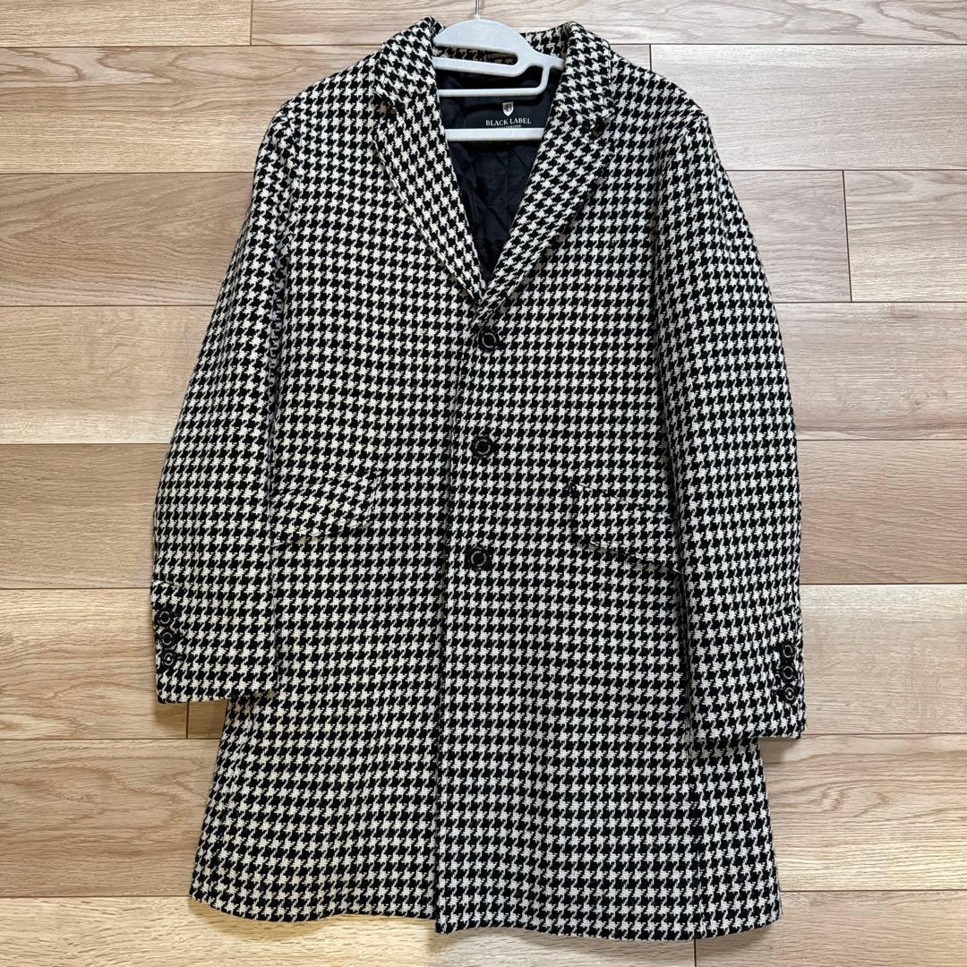 BLACK LABEL ハウンドトゥースツイード チェスターコート　M