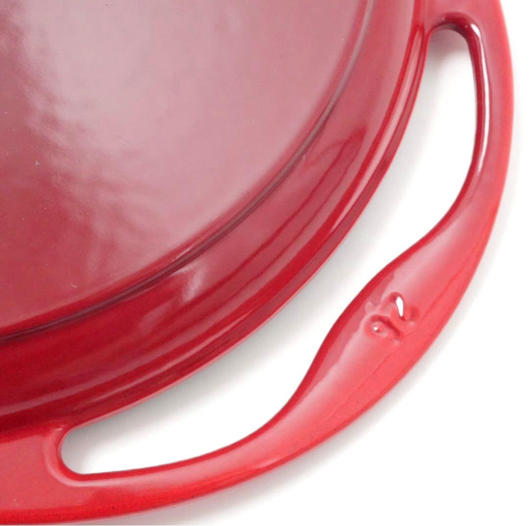 【美品】LE CREUSET　グリル ロンド チェリーレッド　26cm
