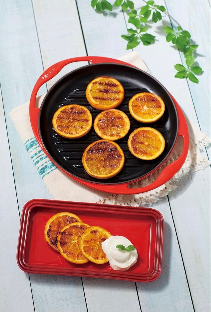 【美品】LE CREUSET　グリル ロンド チェリーレッド　26cm
