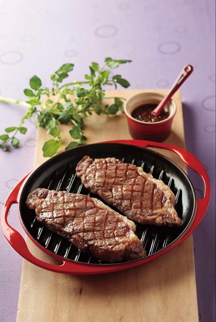 【美品】LE CREUSET　グリル ロンド チェリーレッド　26cm