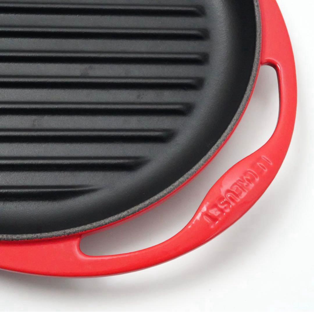 【美品】LE CREUSET　グリル ロンド チェリーレッド　26cm