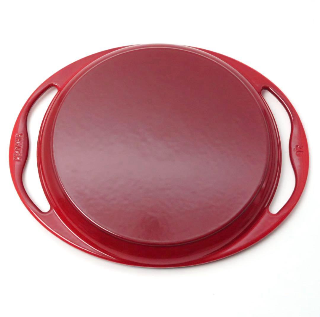 【美品】LE CREUSET　グリル ロンド チェリーレッド　26cm