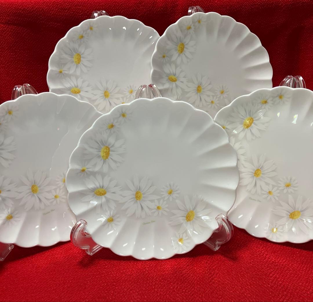Christian Dior マーガレットプレート5枚セット　花型縁