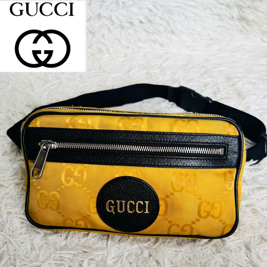 【良品】GUCCI グッチ オフザグリッド ボディバッグ GG柄　イエロー