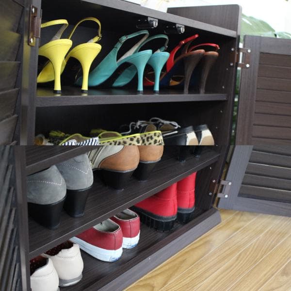 568　ルーバーシューズボックス ルーバー扉 スリム 60cm幅