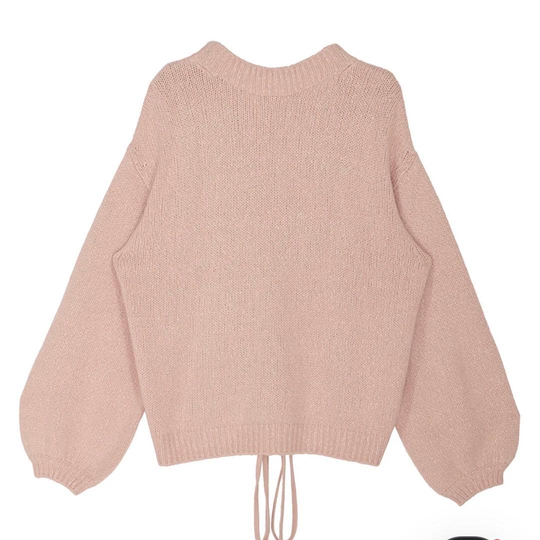 トップス Ameri BACK OPEN LACE UP KNIT TOP