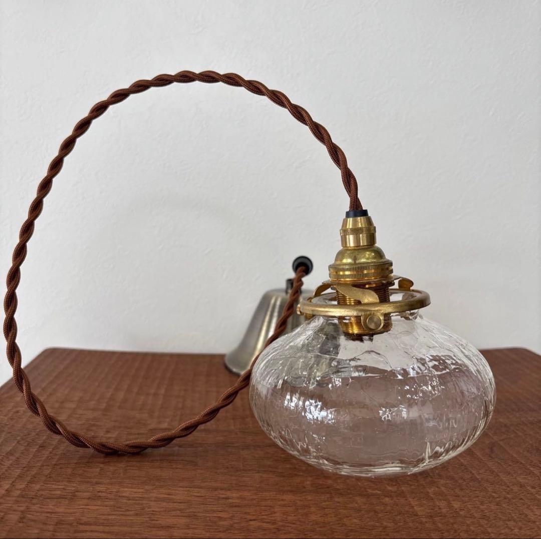 安土草多　ペンダントライト [E17] 平球 クラック　 ガラス 照明