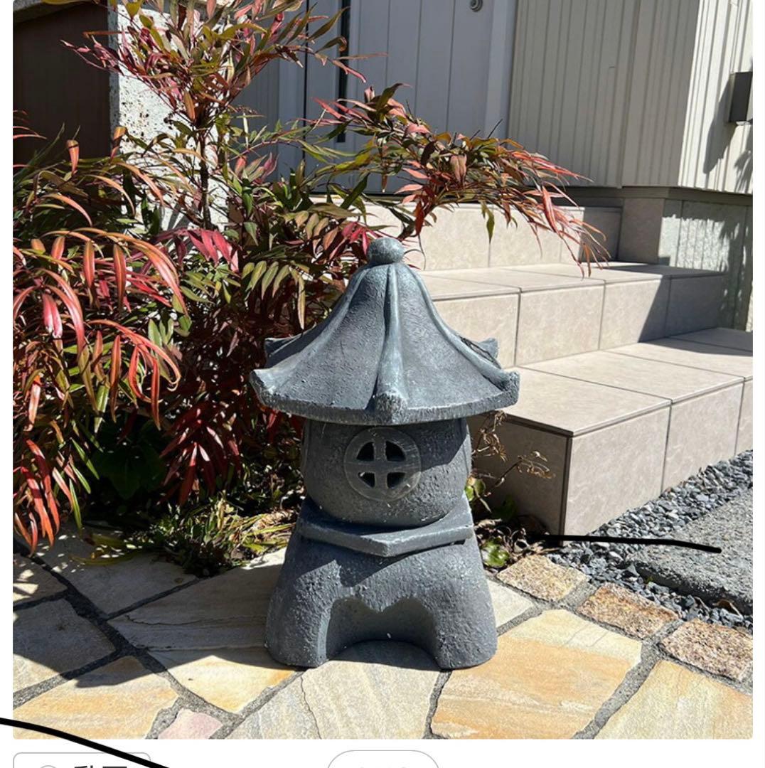 灯篭 石灯篭 光る ソーラー 石 灯篭 とうろう 和風 灯籠 中型 高さ45cm