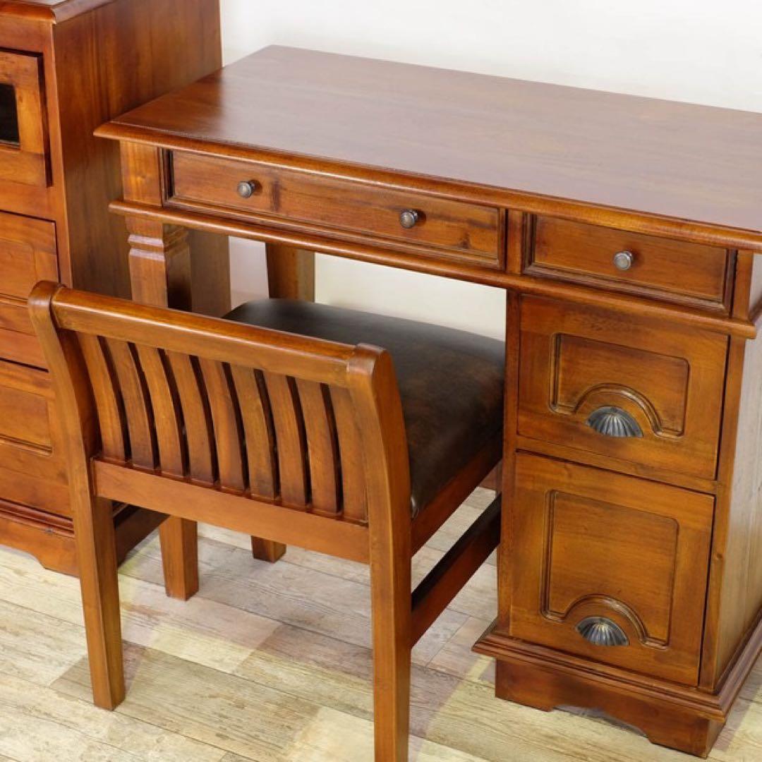 K 新品 アジアン 机 デスク アンティーク カントリー カフェ コロニアル