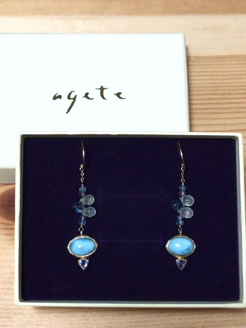 超レア⭐︎超美品 agete K10ラリマー.トパーズ.プレナイト.フックピアス