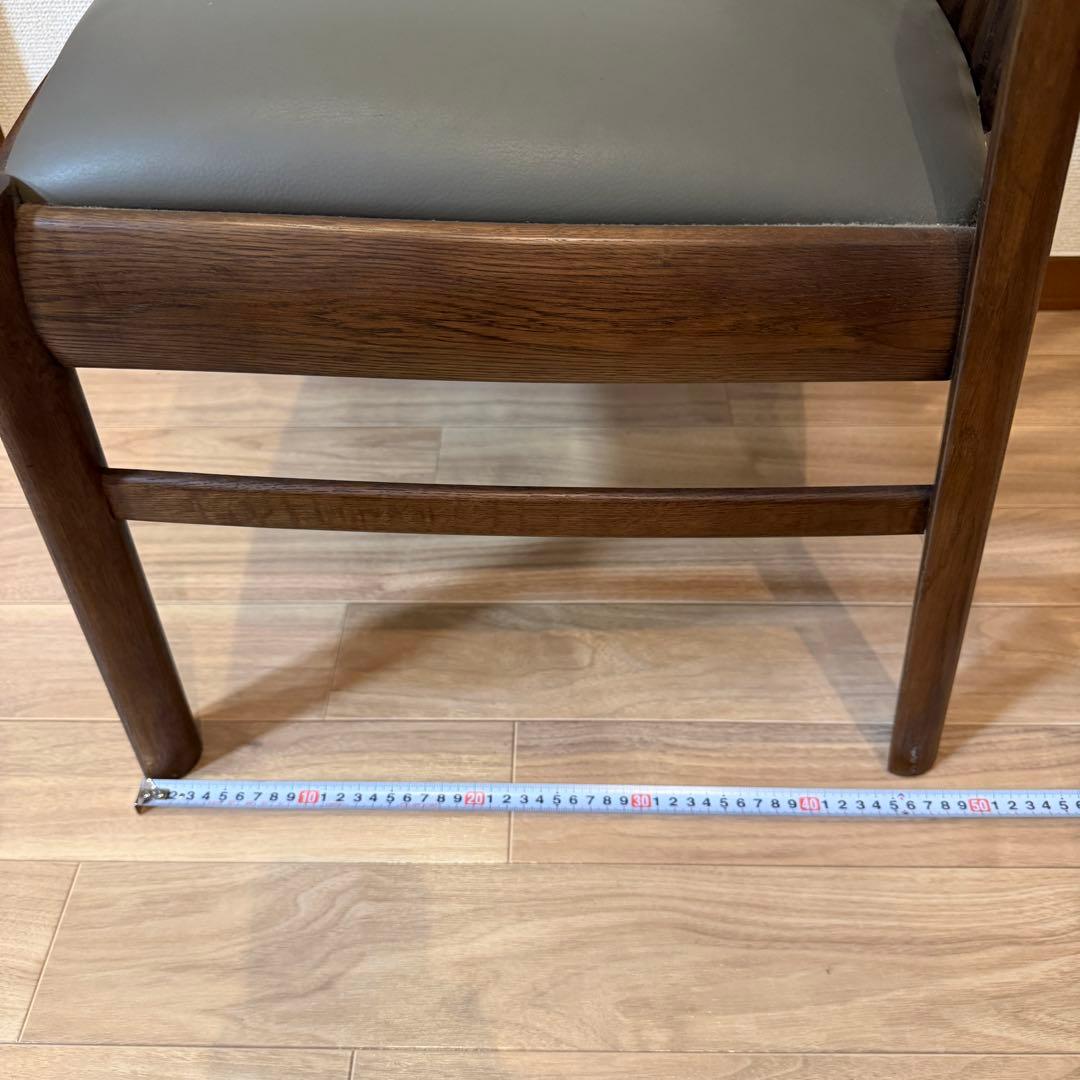 カリモク家具 ダイニングチェア 木製 レザー調座面 椅子　NO.1