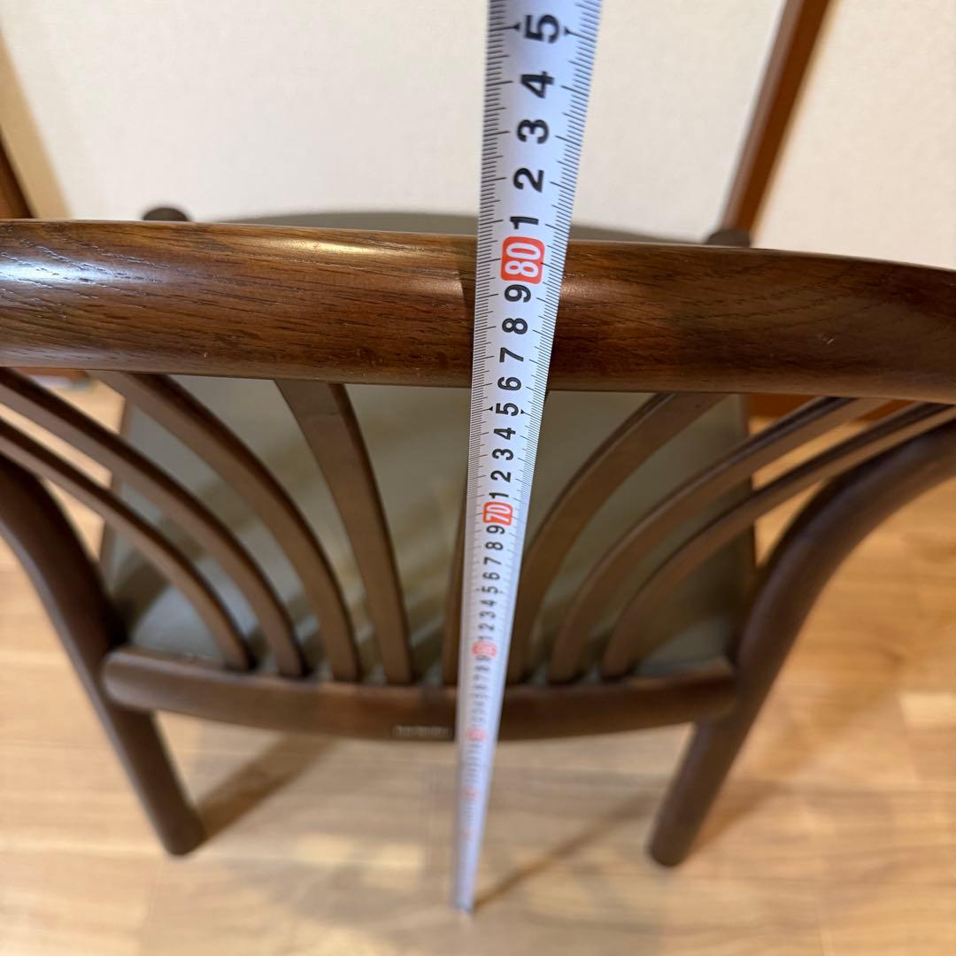 カリモク家具 ダイニングチェア 木製 レザー調座面 椅子　NO.1