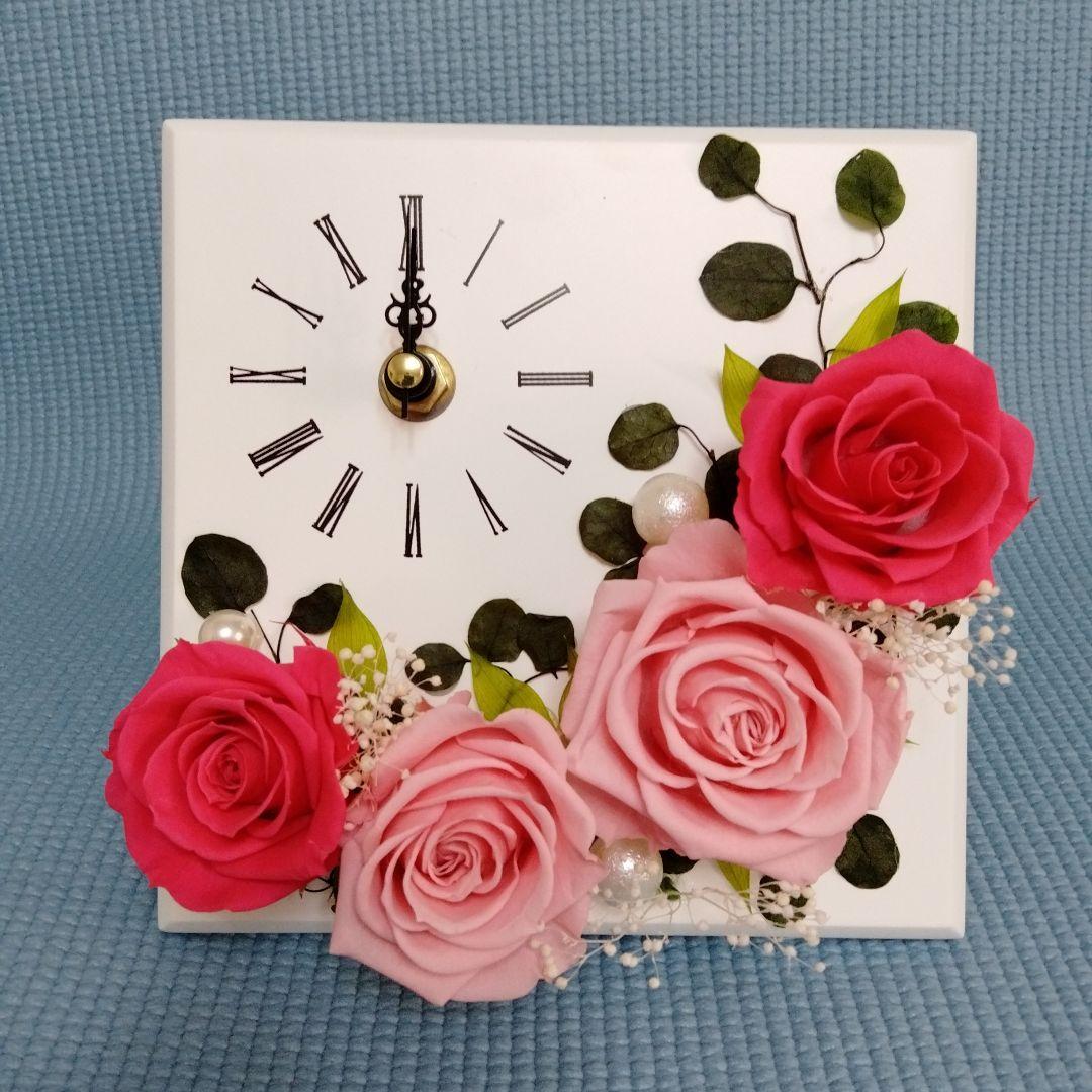 プリザーブドフラワー　時計　薔薇　プレゼント　インテリア