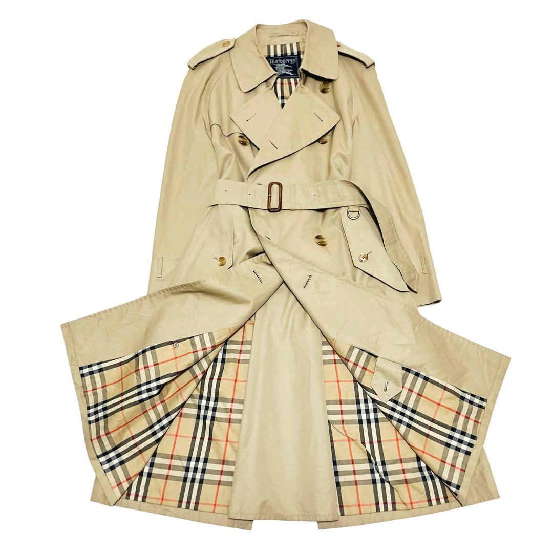 90's バーバリー ノバチェックトレンチコート ベルト付 白タグ
