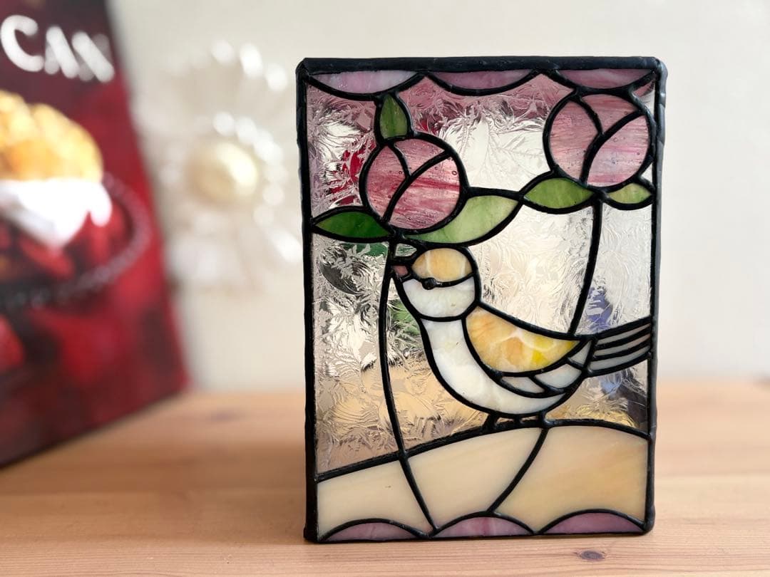 ステンドグラス＊小鳥のランプシェード