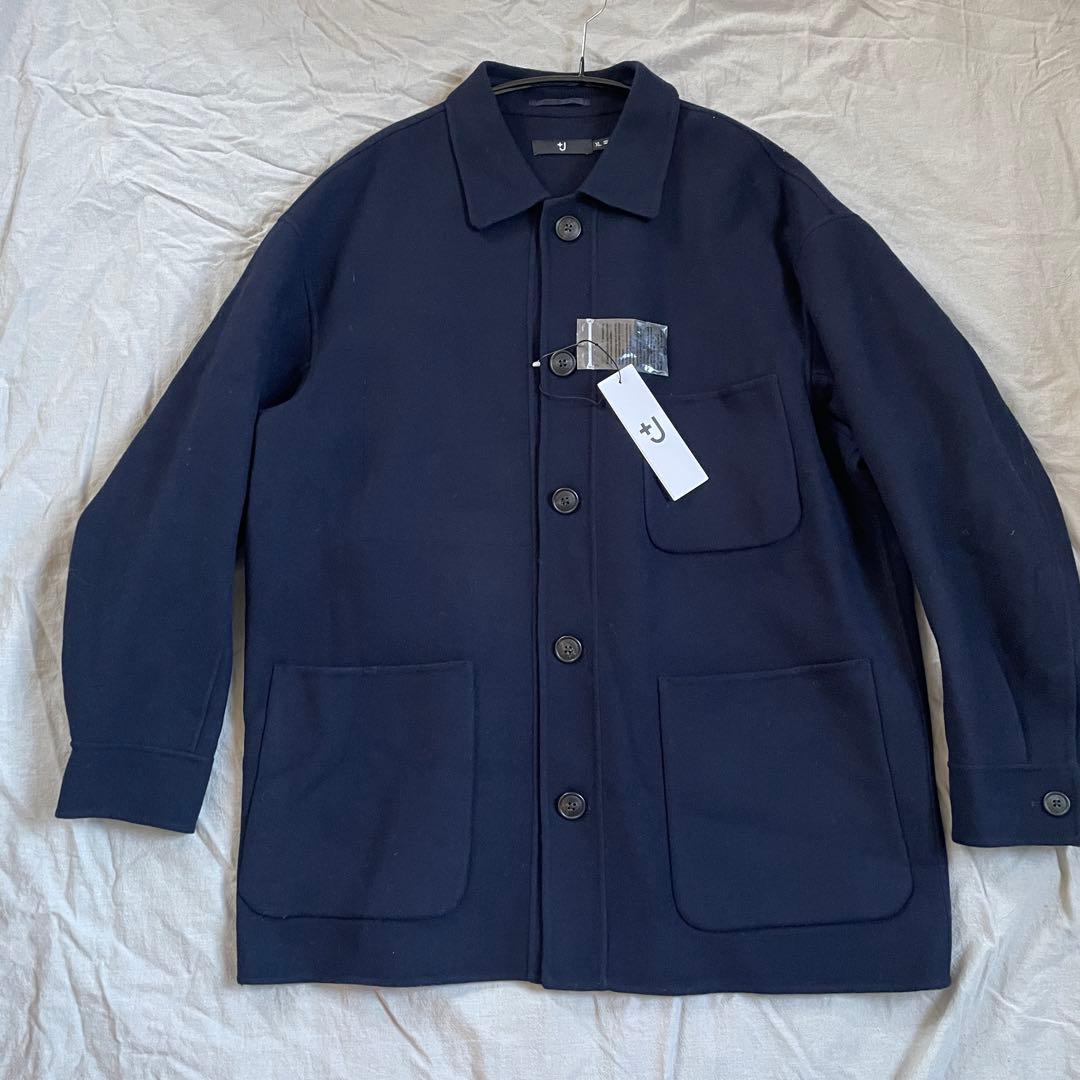 XL ウールブレンド オーバーサイズ シャツジャケット ネイビー 新品タグ付き
