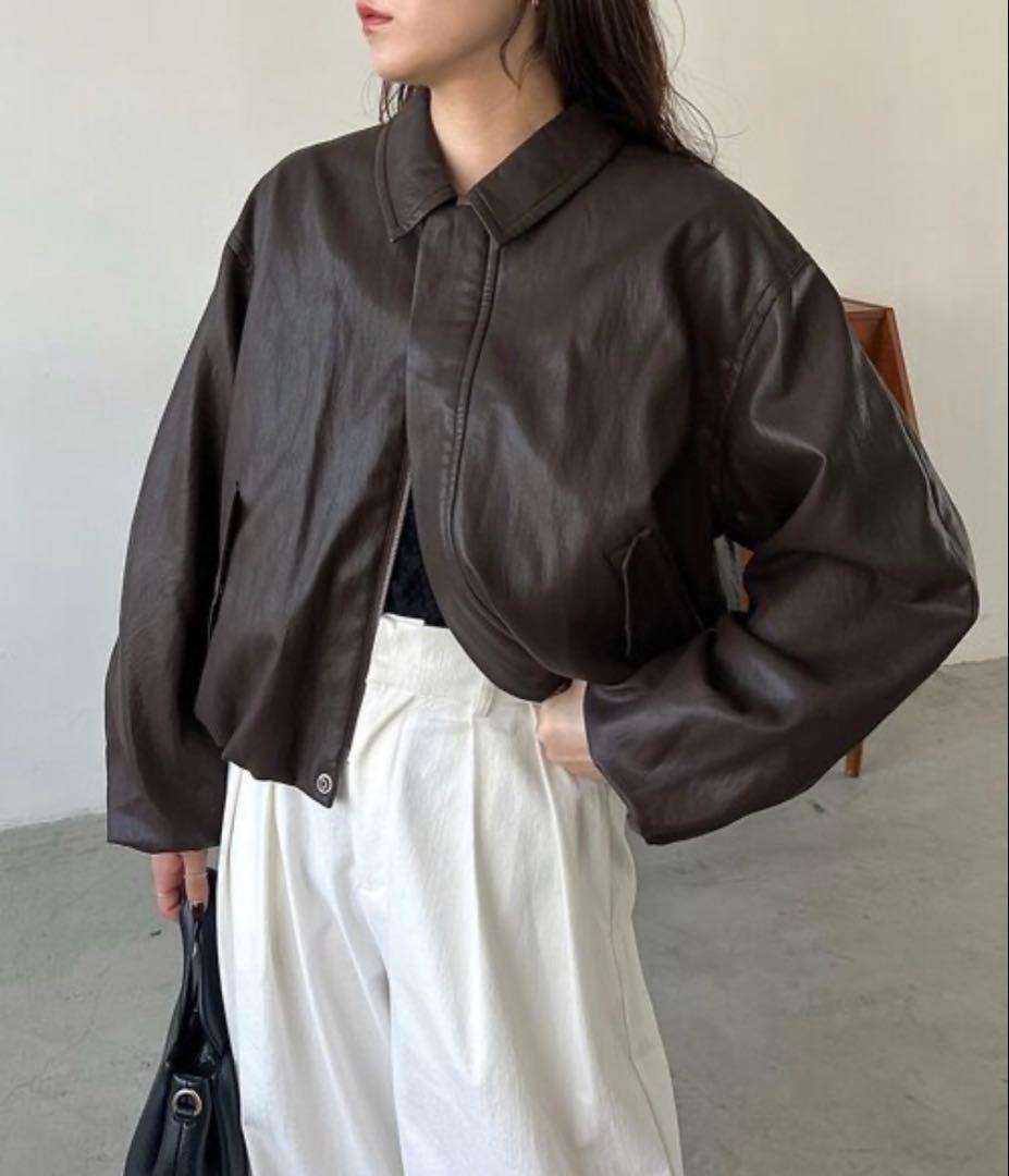 CAPRICIEUX LE'MAGE バルーンレザージャケット　ブラウン38