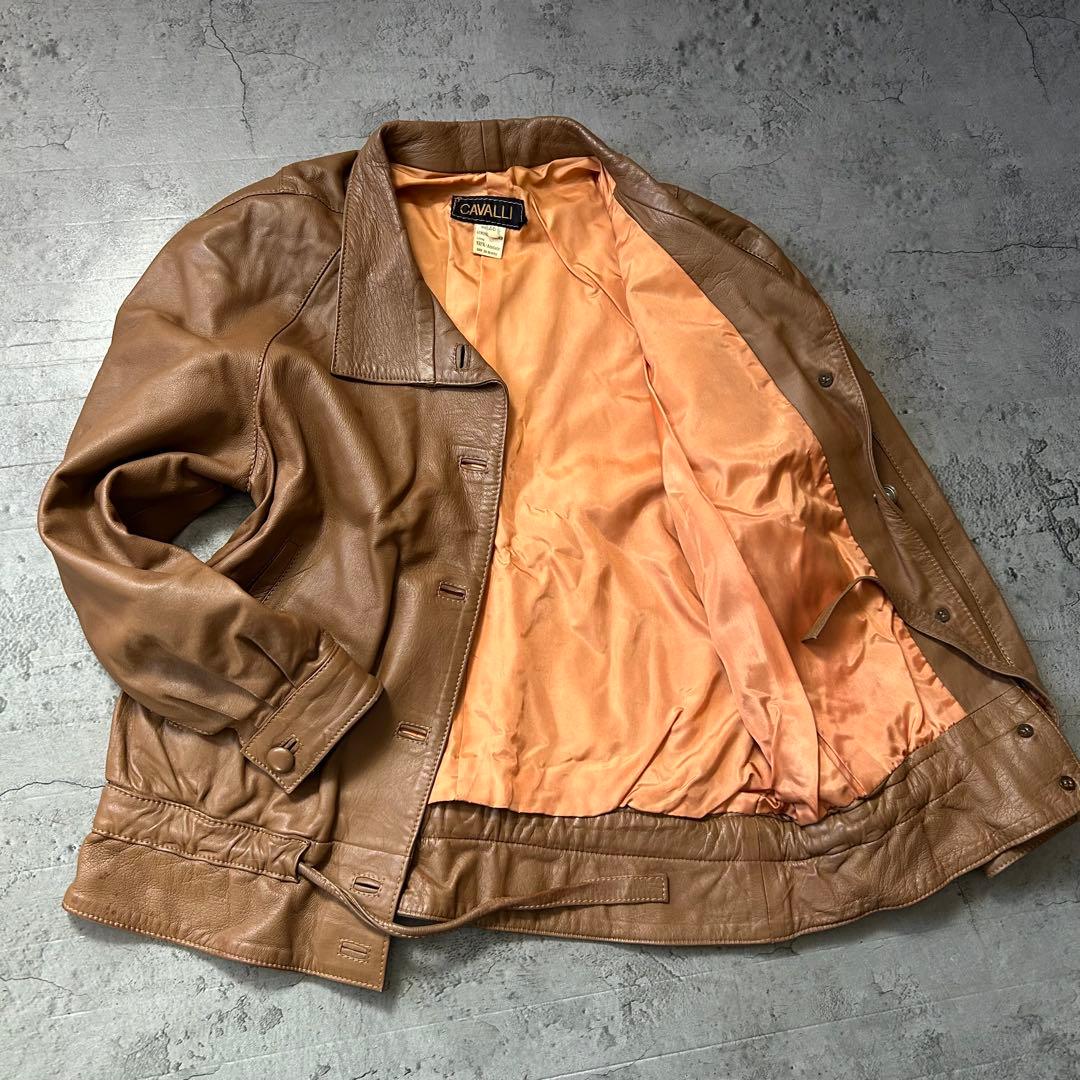 vintage 希少 CAVALLI 本革 レザー ジャケット コート ベルト