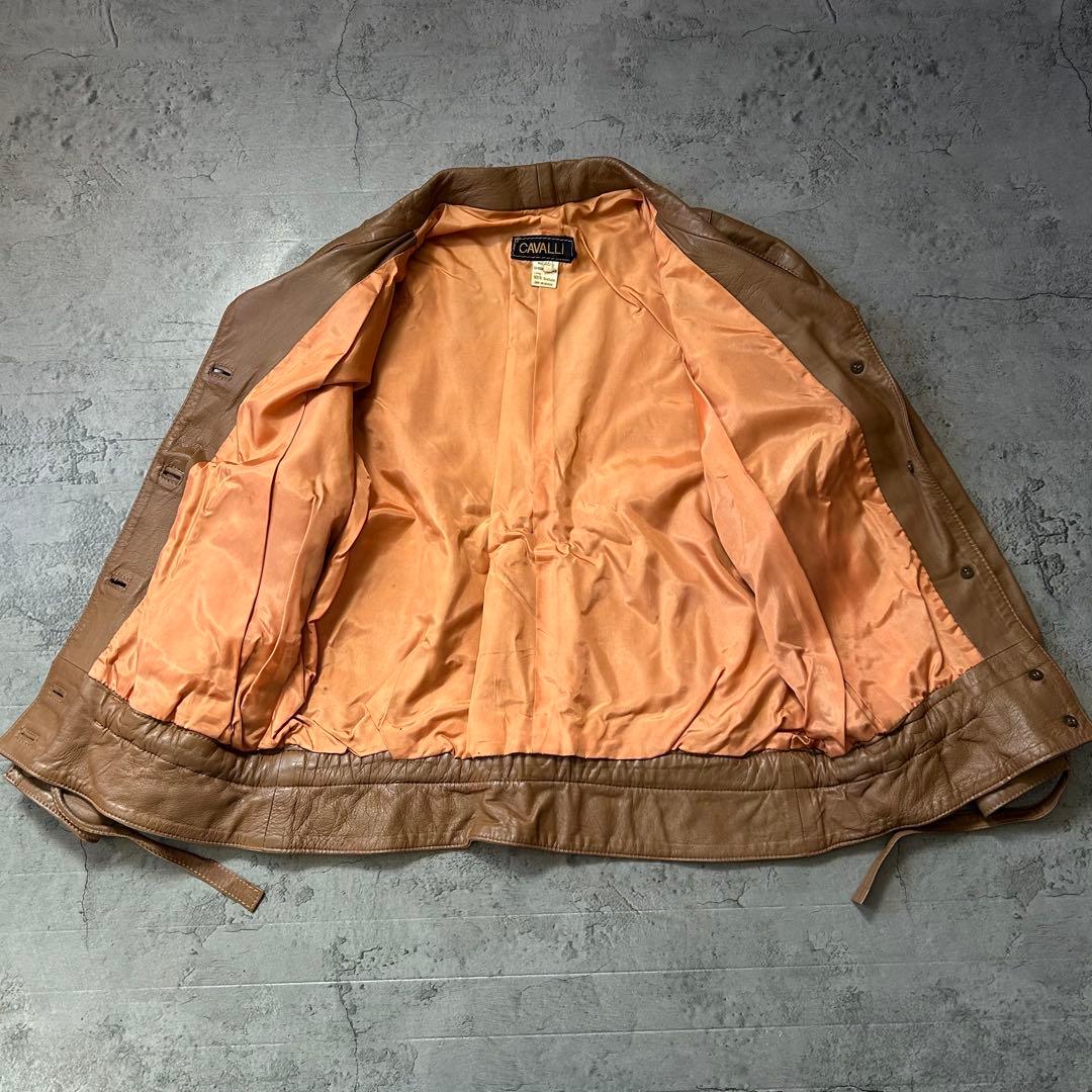 vintage 希少 CAVALLI 本革 レザー ジャケット コート ベルト